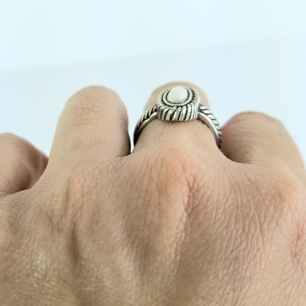 Sz 6 Brighton Sterling Silver Cable Long Cabochon Ring Retired - Picture 12 of 12